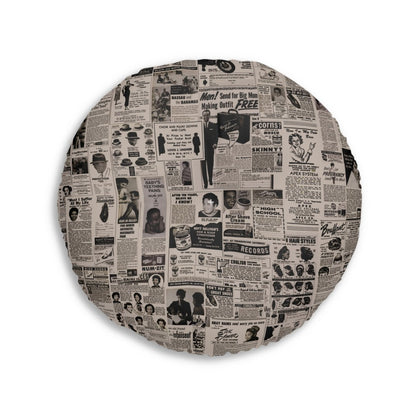 Newspaper Ad Floor Pillow - Afrocentric Art by The Trini Gee