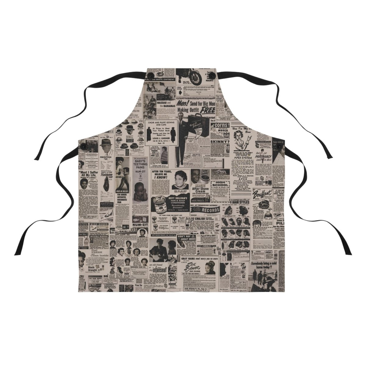 Newspaper Ads Apron - Afrocentric Art by The Trini Gee