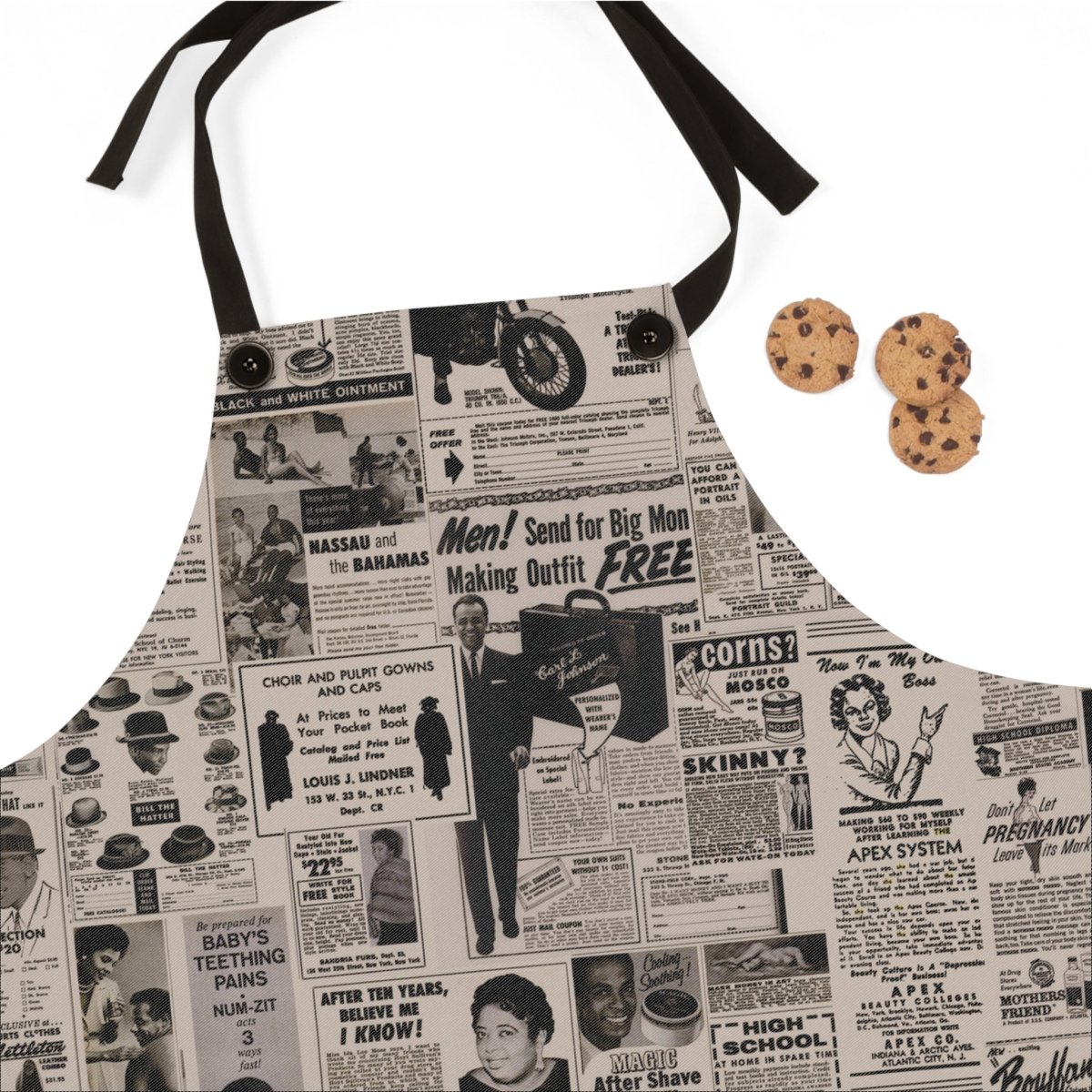 Newspaper Ads Apron - Afrocentric Art by The Trini Gee
