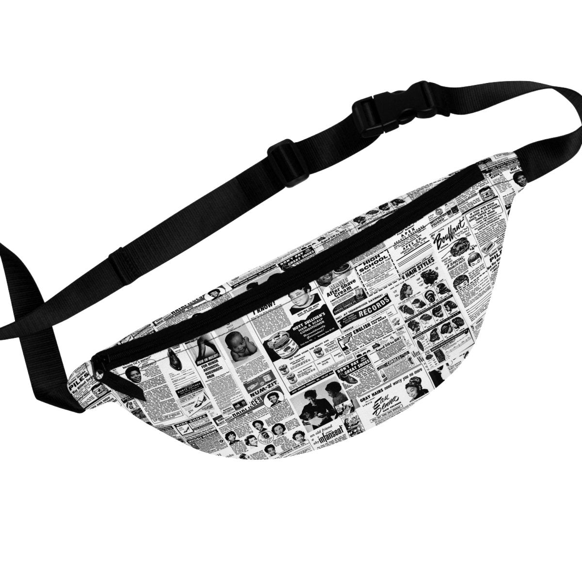 Newspaper Ads Fanny Pack - Afrocentric Art by The Trini Gee