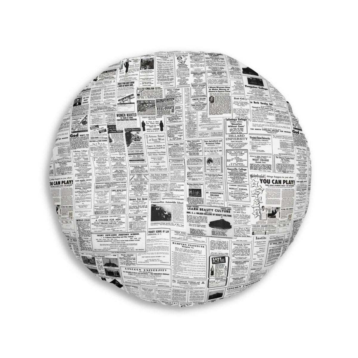 Newspaper Ads Floor Pillow - Afrocentric Art by The Trini Gee
