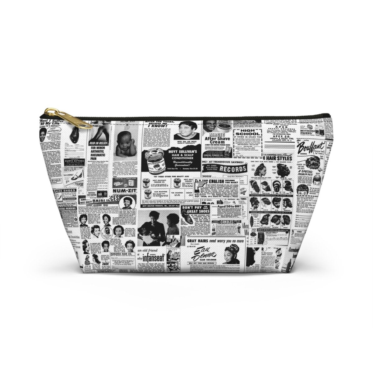 Newspaper Ads T - bottom Accessory Pouch - Afrocentric Art by The Trini Gee
