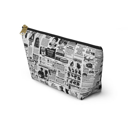Newspaper Ads T - bottom Accessory Pouch - Afrocentric Art by The Trini Gee