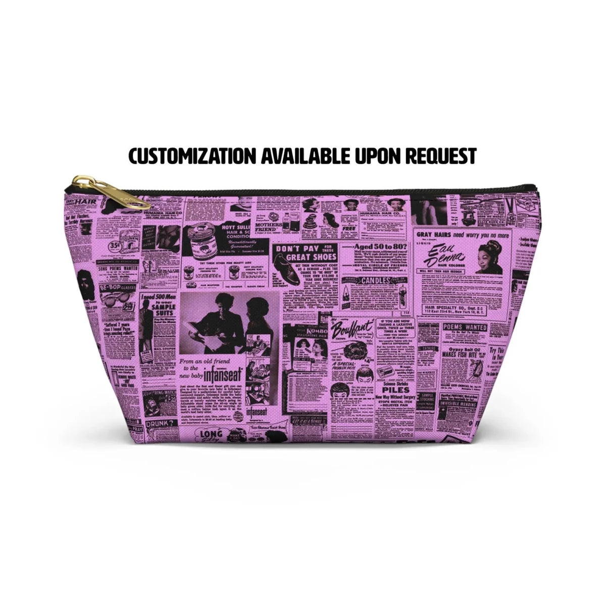 Newspaper Ads T - bottom Accessory Pouch - Afrocentric Art by The Trini Gee