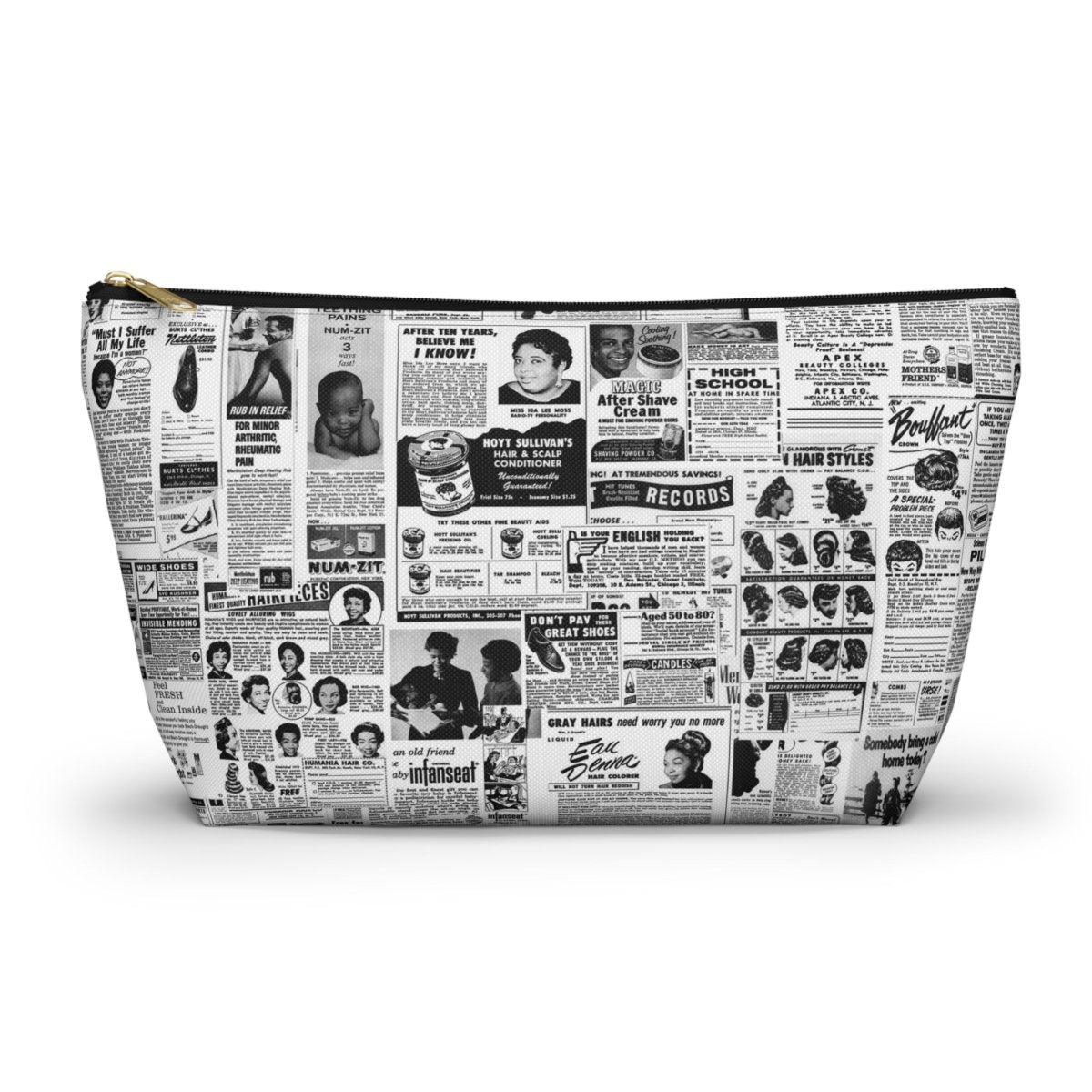 Newspaper Ads T - bottom Accessory Pouch - Afrocentric Art by The Trini Gee