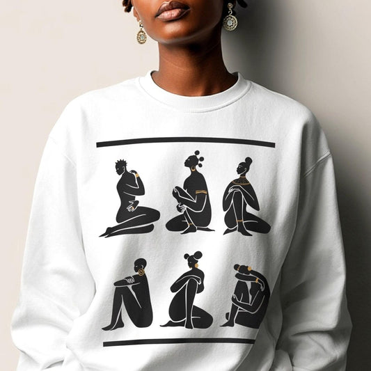 Nubian Queens Sweatshirt - Afrocentric Art by The Trini Gee