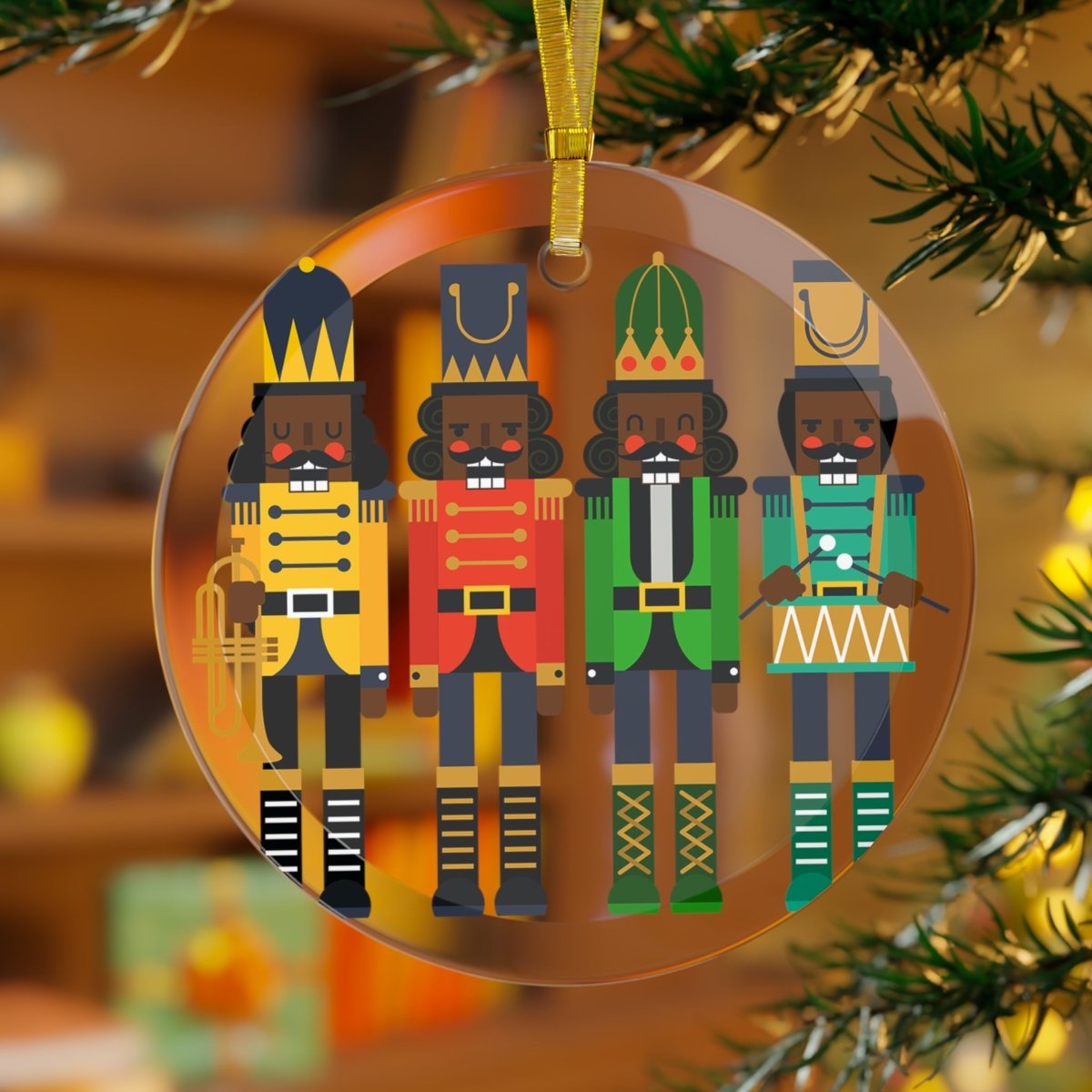 Nutcracker Soldiers Glass Ornament - Afrocentric Art by The Trini Gee