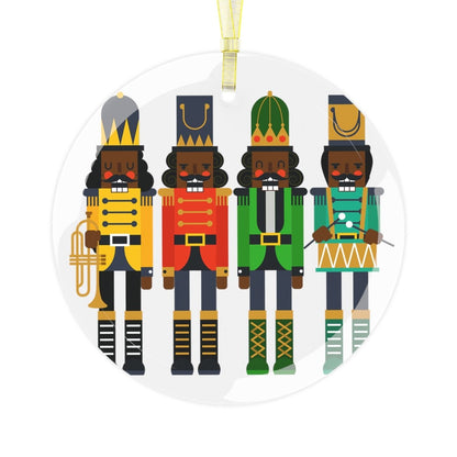Nutcracker Soldiers Glass Ornament - Afrocentric Art by The Trini Gee
