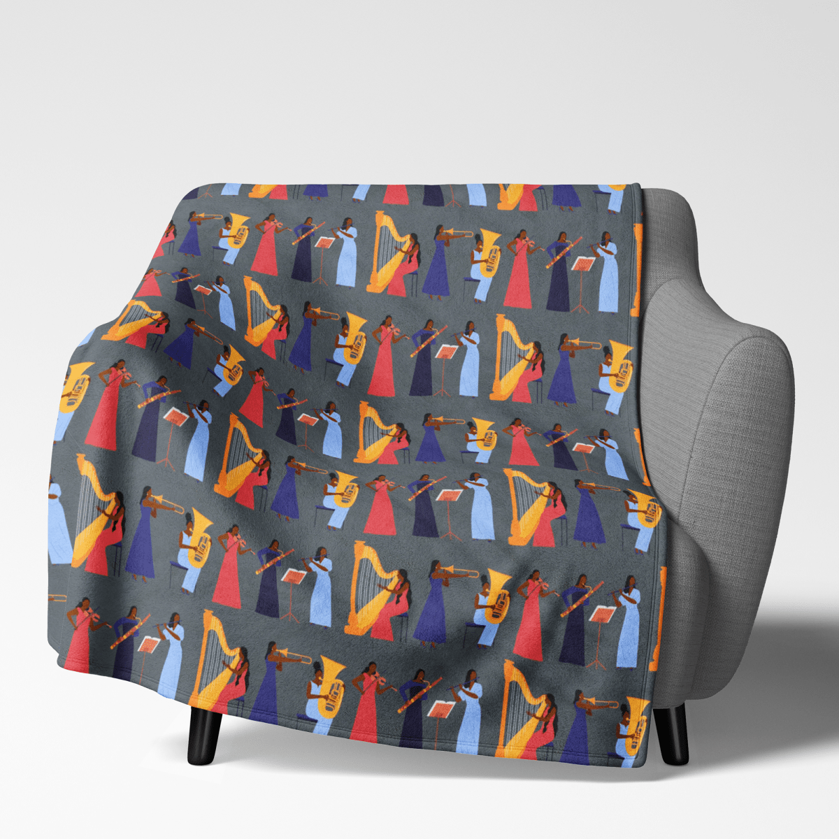 Orchestra Women Blanket - Afrocentric Art by The Trini Gee