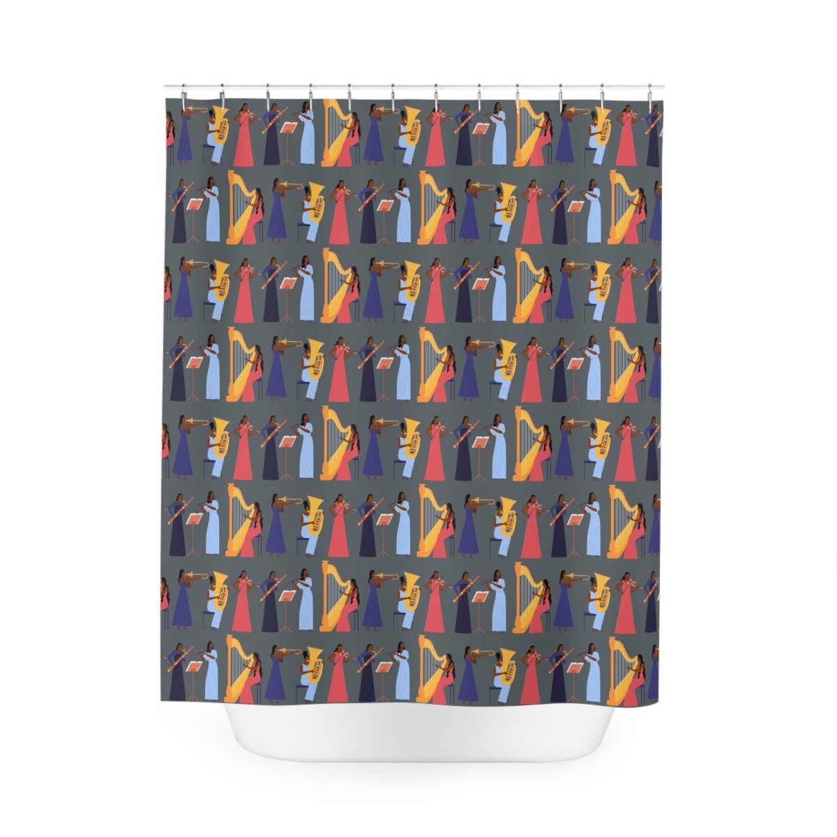 Orchestra Women Shower Curtain - Afrocentric Art by The Trini Gee