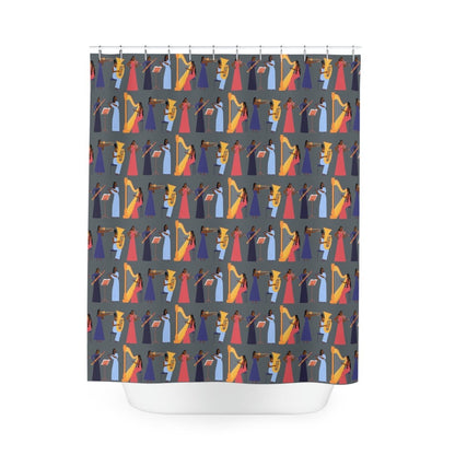 Orchestra Women Shower Curtain - Afrocentric Art by The Trini Gee