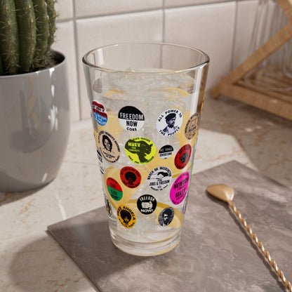 Panther Buttons 16oz Glass - Afrocentric Art by The Trini Gee