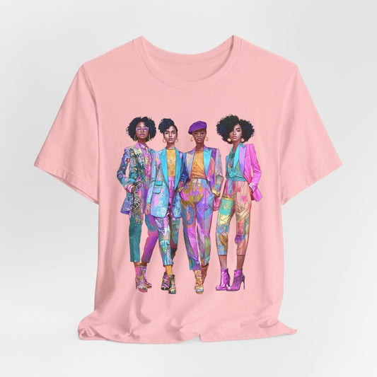 Pink Chic Crew Shirt - Afrocentric Art by The Trini Gee
