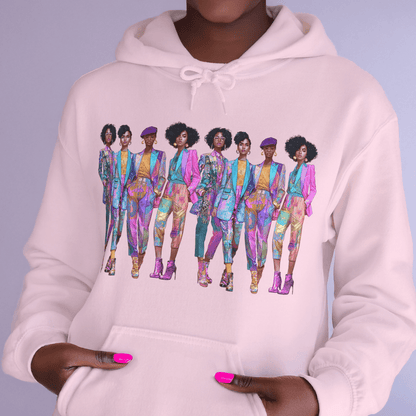 Pink Chic Posse Hoodie - Afrocentric Art by The Trini Gee