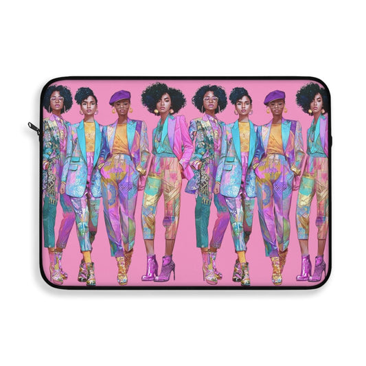 Pink Chic Posse Laptop Sleeve - Afrocentric Art by The Trini Gee