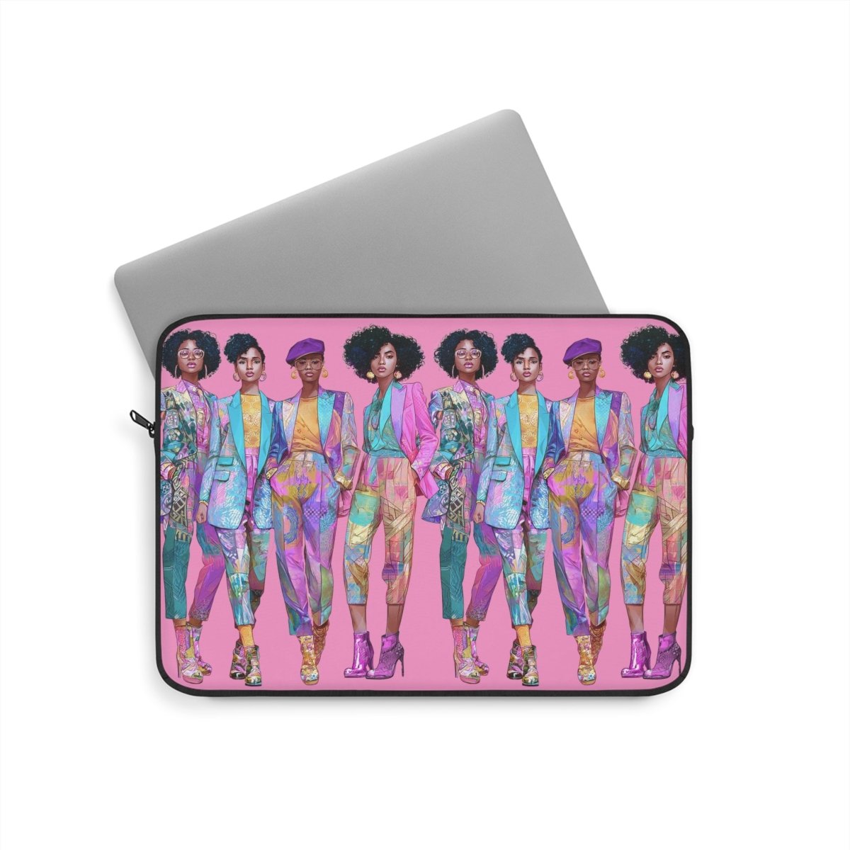 Pink Chic Posse Laptop Sleeve - Afrocentric Art by The Trini Gee