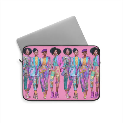 Pink Chic Posse Laptop Sleeve - Afrocentric Art by The Trini Gee