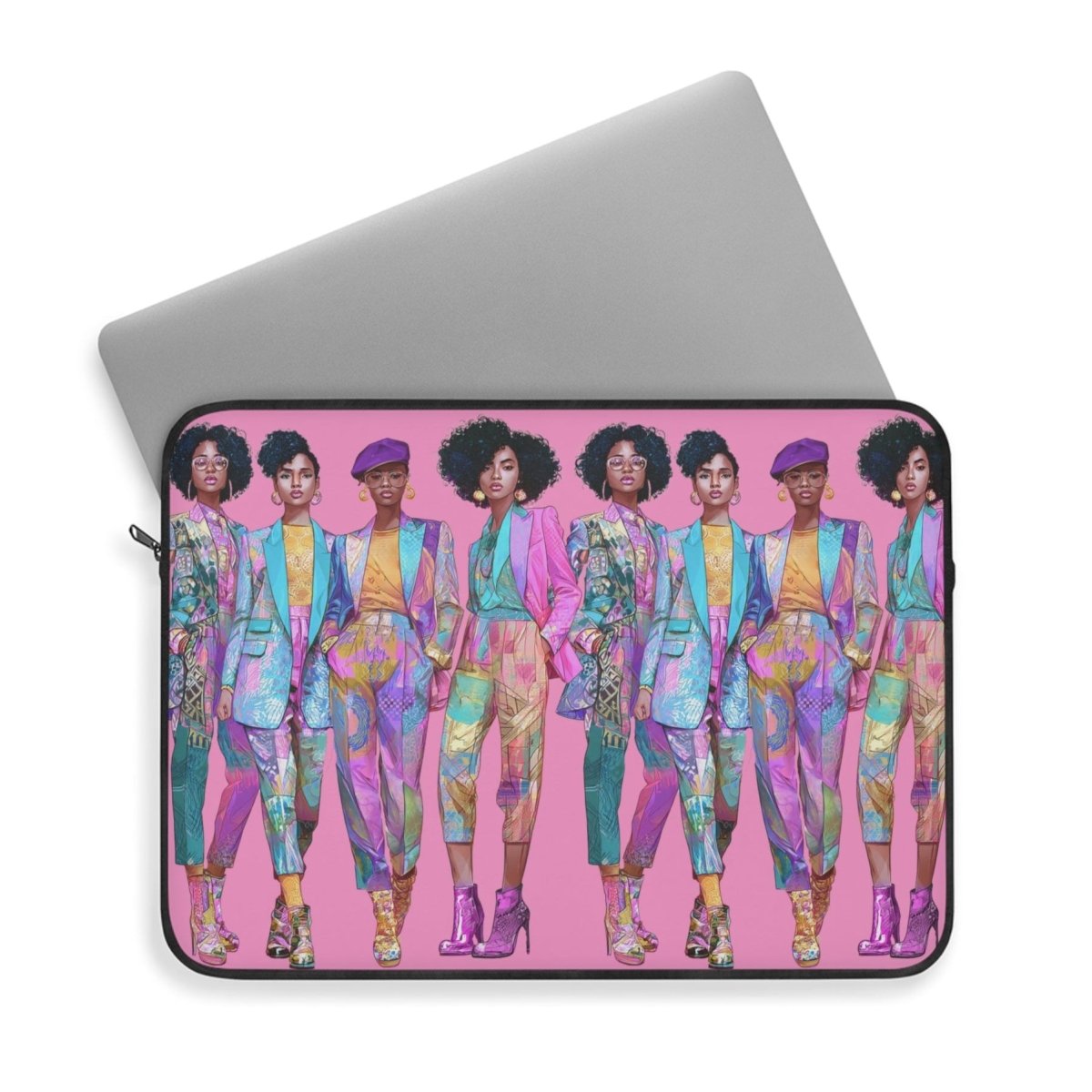 Pink Chic Posse Laptop Sleeve - Afrocentric Art by The Trini Gee