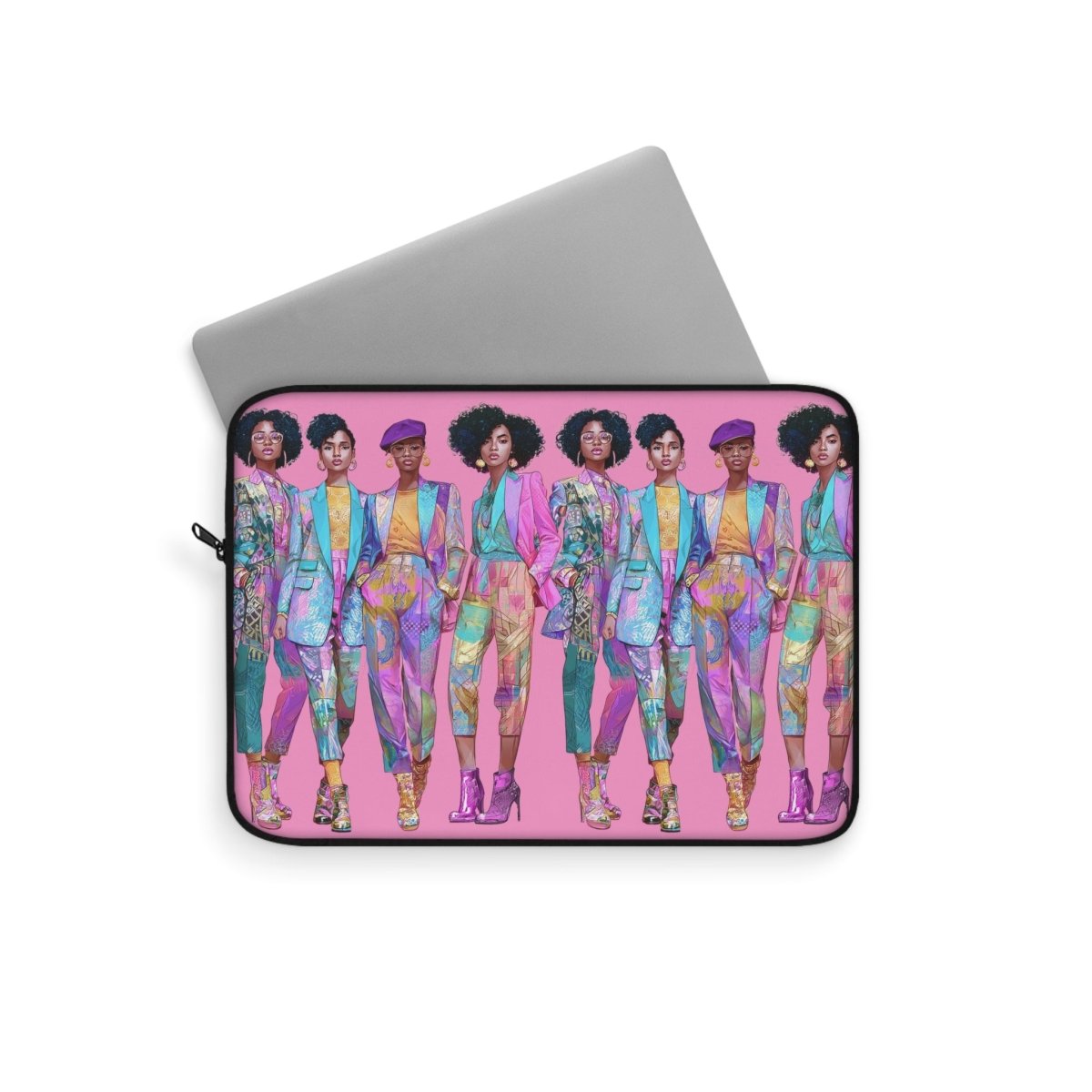 Pink Chic Posse Laptop Sleeve - Afrocentric Art by The Trini Gee