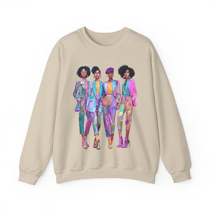 Pink Chic Posse Sweatshirt - Afrocentric Art by The Trini Gee