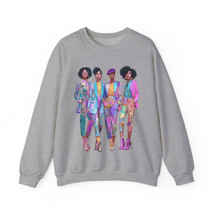 Pink Chic Posse Sweatshirt - Afrocentric Art by The Trini Gee