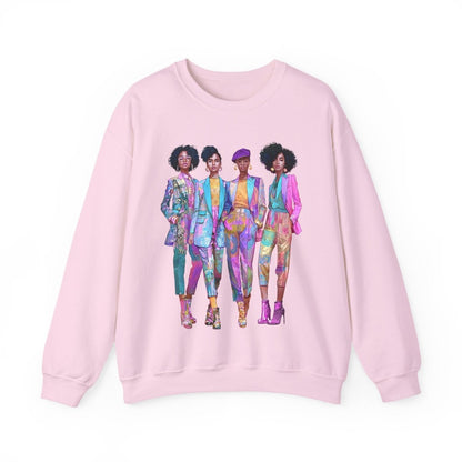 Pink Chic Posse Sweatshirt - Afrocentric Art by The Trini Gee
