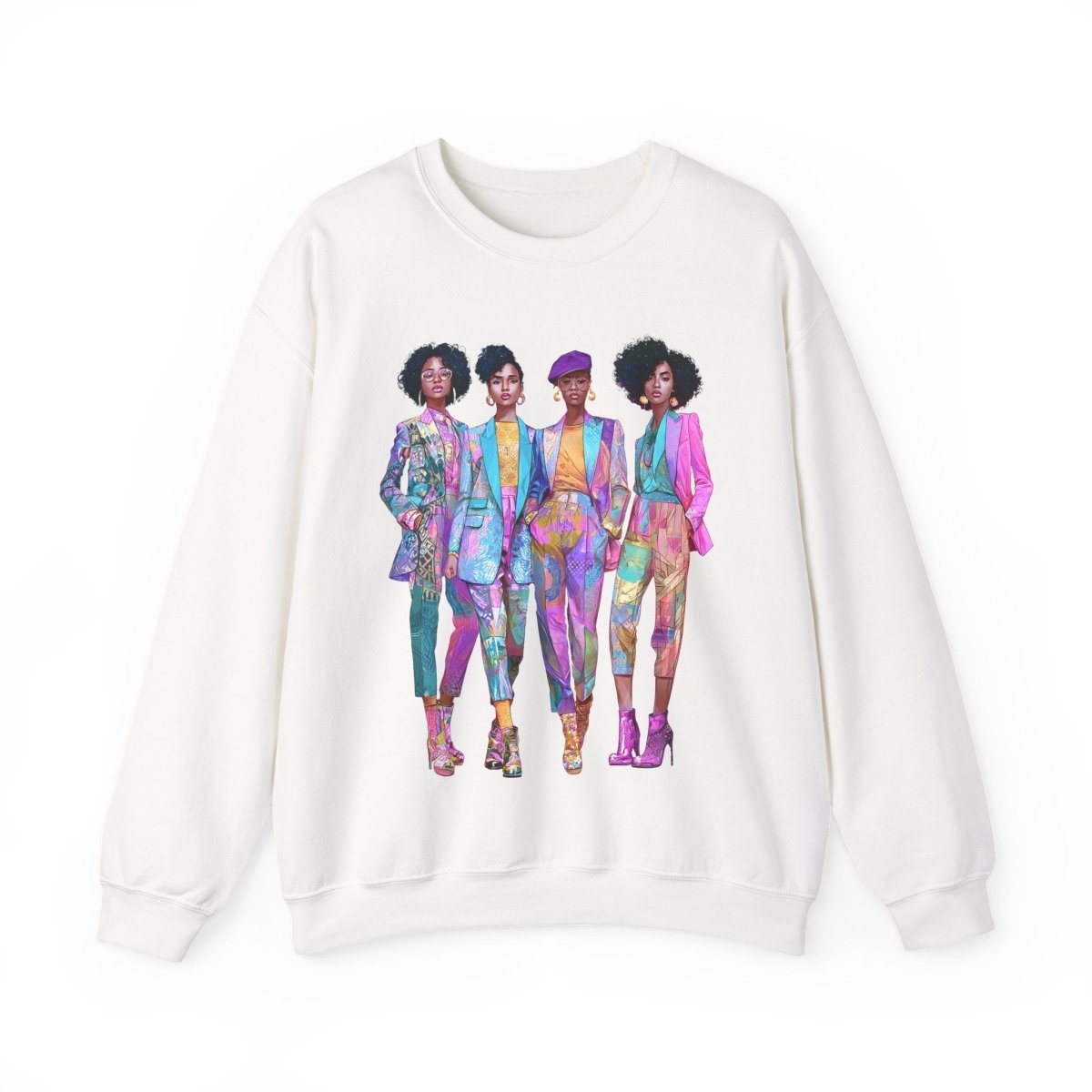 Pink Chic Posse Sweatshirt - Afrocentric Art by The Trini Gee