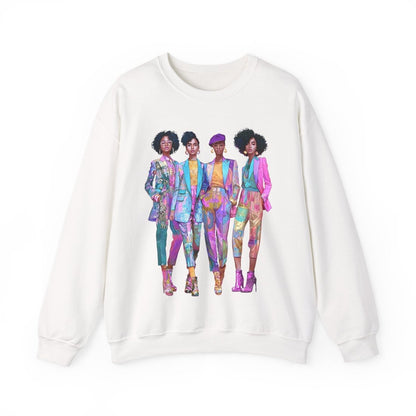 Pink Chic Posse Sweatshirt - Afrocentric Art by The Trini Gee