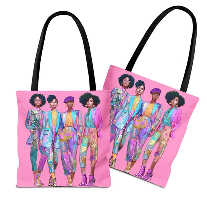 Pink Chic Posse Tote Bag - Afrocentric Art by The Trini Gee