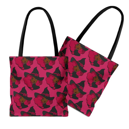 Pink Fro Witch Tote Bag - Afrocentric Art by The Trini Gee