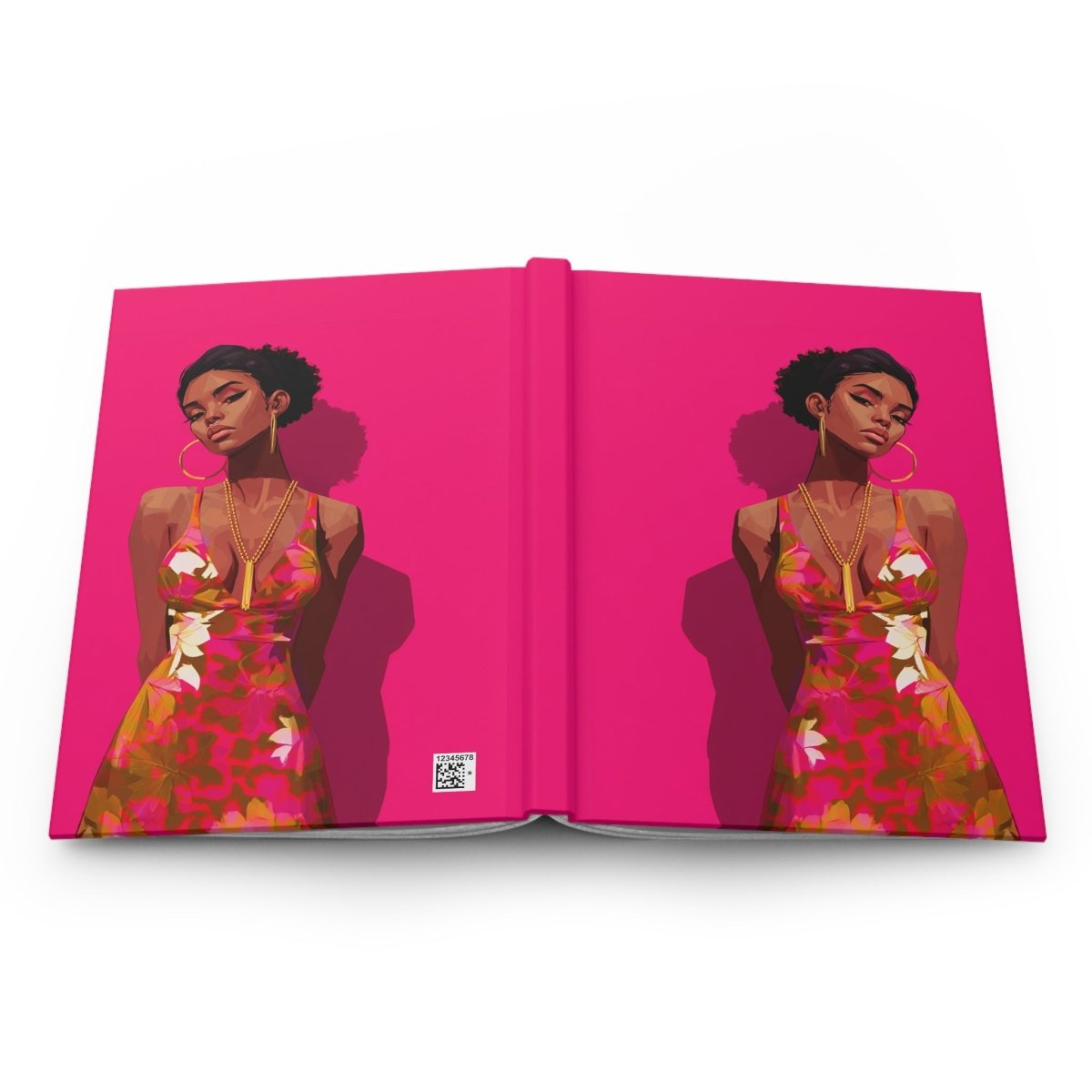 Pink Lady Floral Journal - Afrocentric Art by The Trini Gee