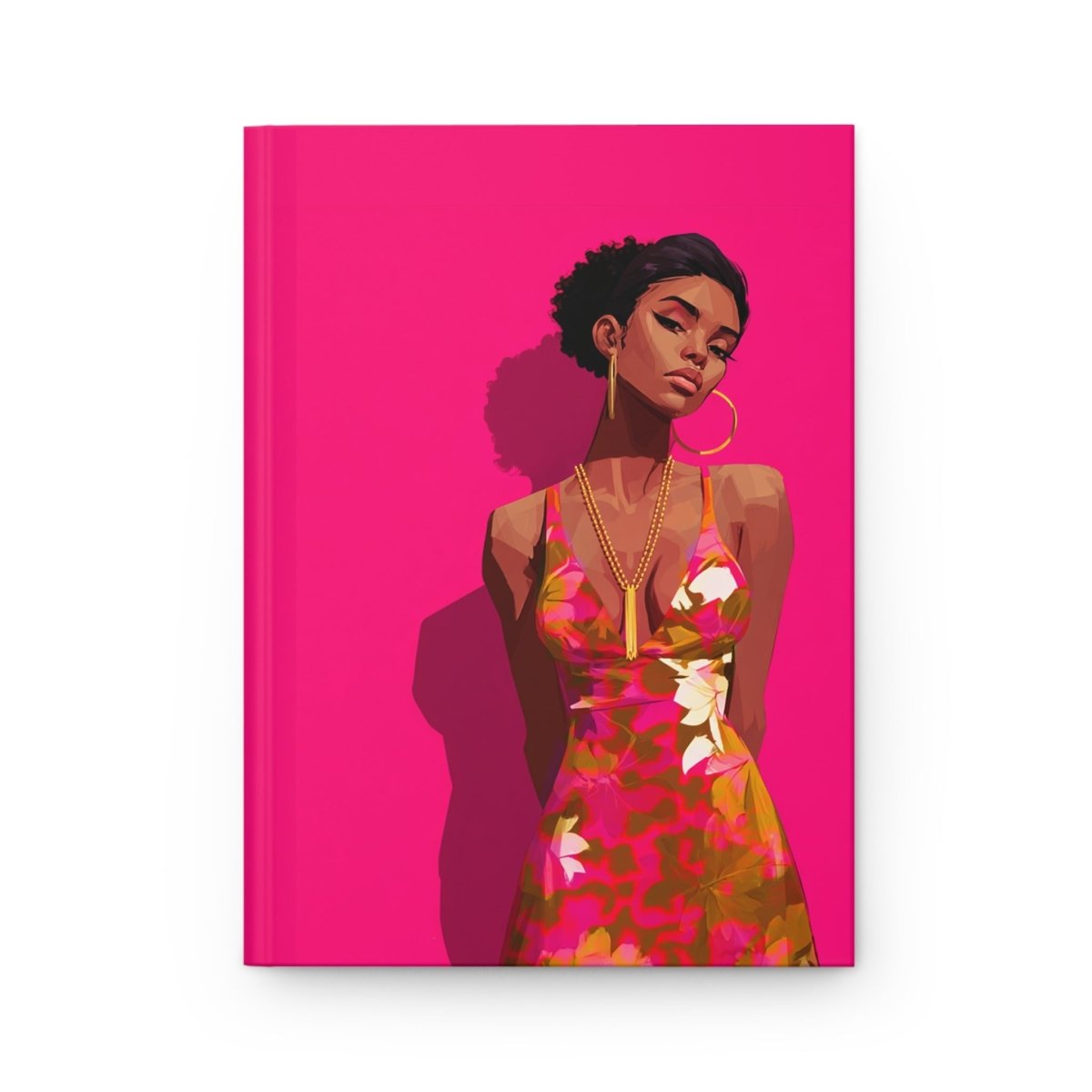 Pink Lady Floral Journal - Afrocentric Art by The Trini Gee