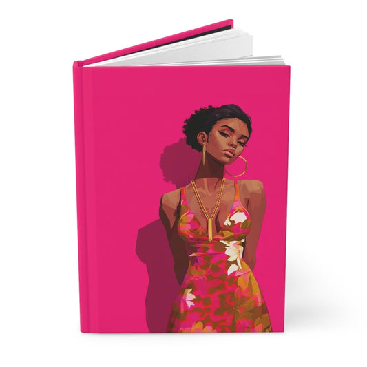 Pink Lady Floral Journal - Afrocentric Art by The Trini Gee