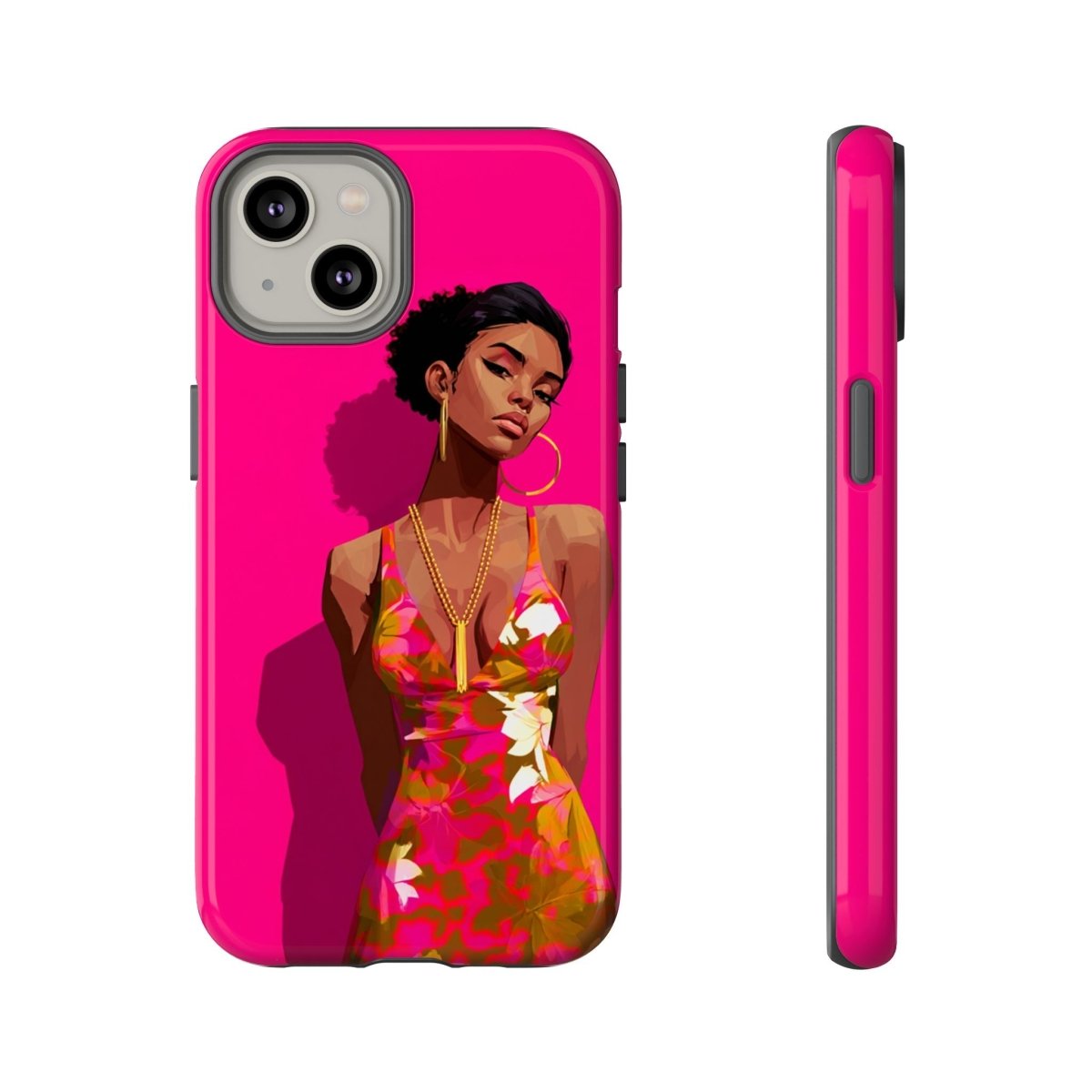 Pink Lady Floral Phone Case - Afrocentric Art by The Trini Gee