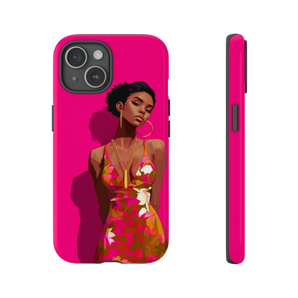 Pink Lady Floral Phone Case - Afrocentric Art by The Trini Gee