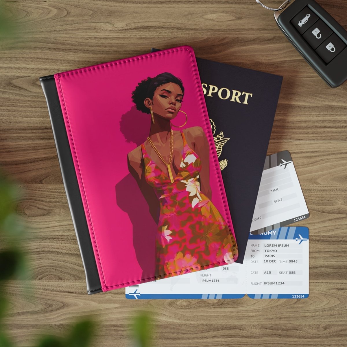 Pink Lady Passport Cover - Afrocentric Art by The Trini Gee