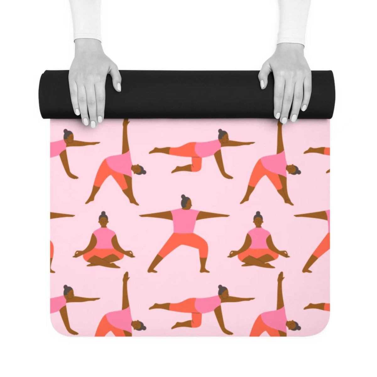 Pink Poses Yoga Mat - Afrocentric Art by The Trini Gee