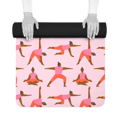 Pink Poses Yoga Mat - Afrocentric Art by The Trini Gee
