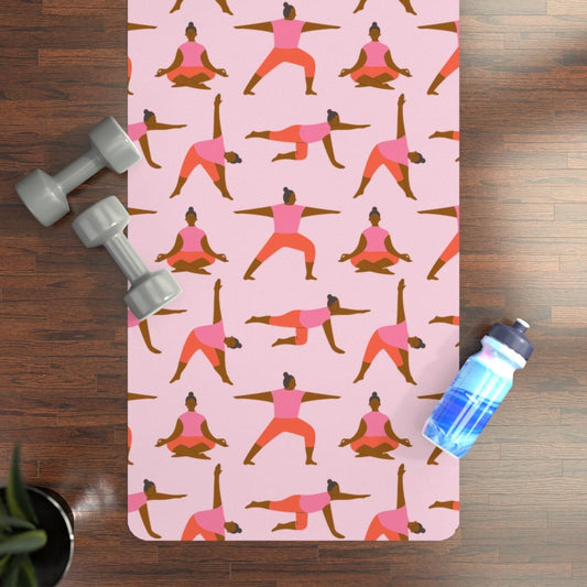 Pink Poses Yoga Mat - Afrocentric Art by The Trini Gee