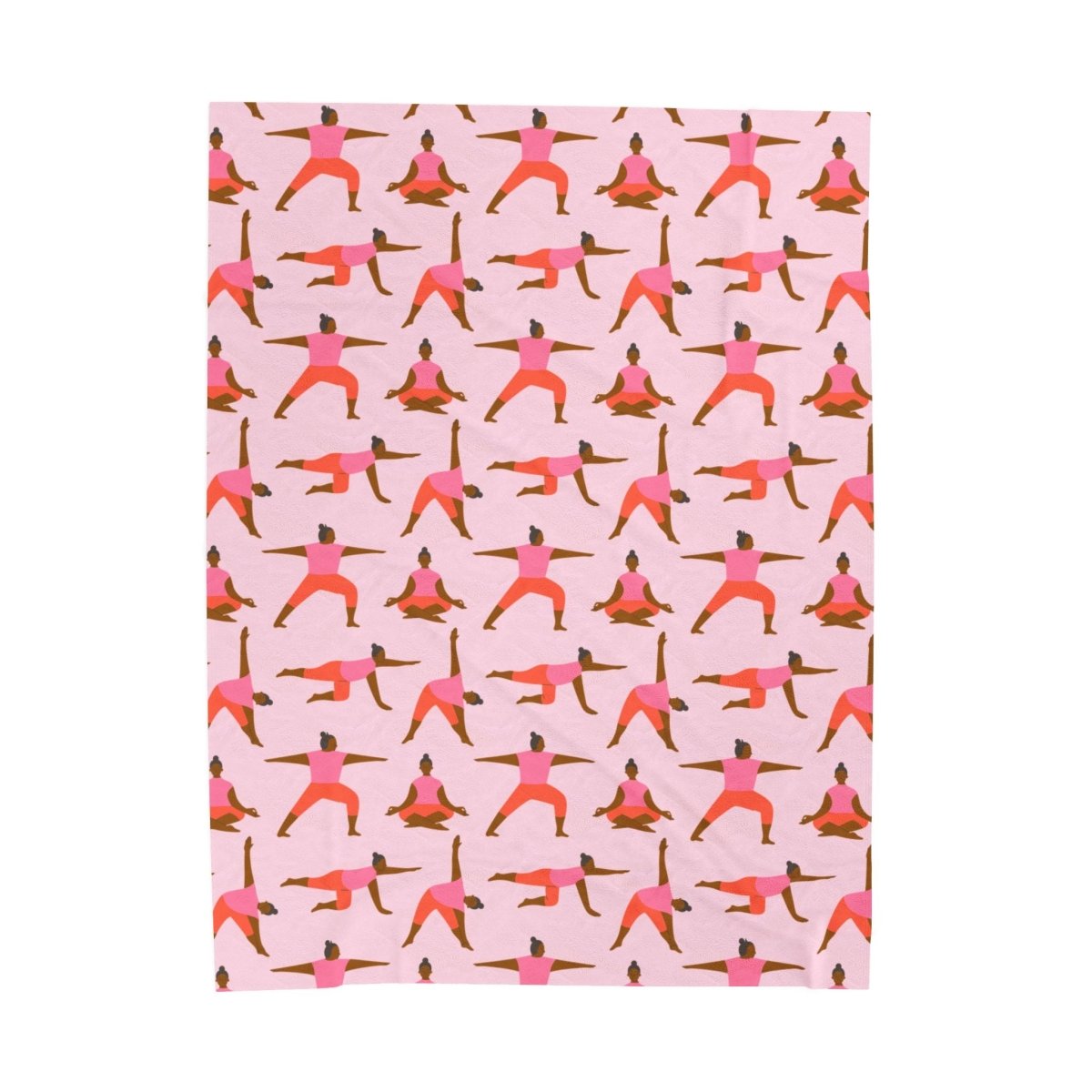 Pink Yoga Poses Throw Blanket - Afrocentric Art by The Trini Gee