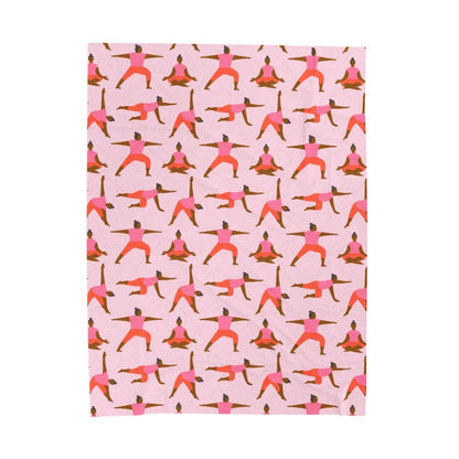 Pink Yoga Poses Throw Blanket - Afrocentric Art by The Trini Gee