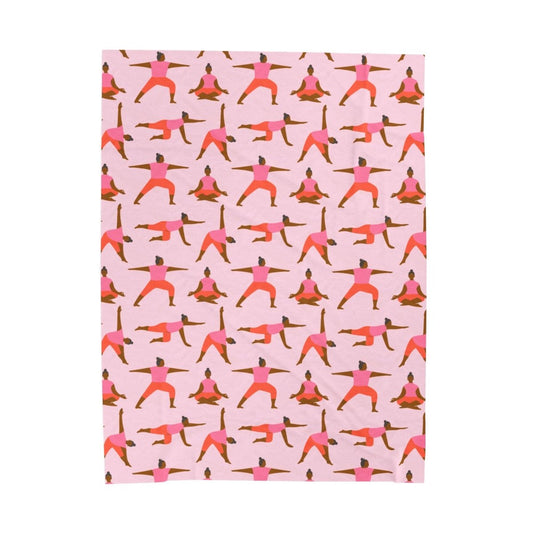 Pink Yoga Poses Throw Blanket - Afrocentric Art by The Trini Gee