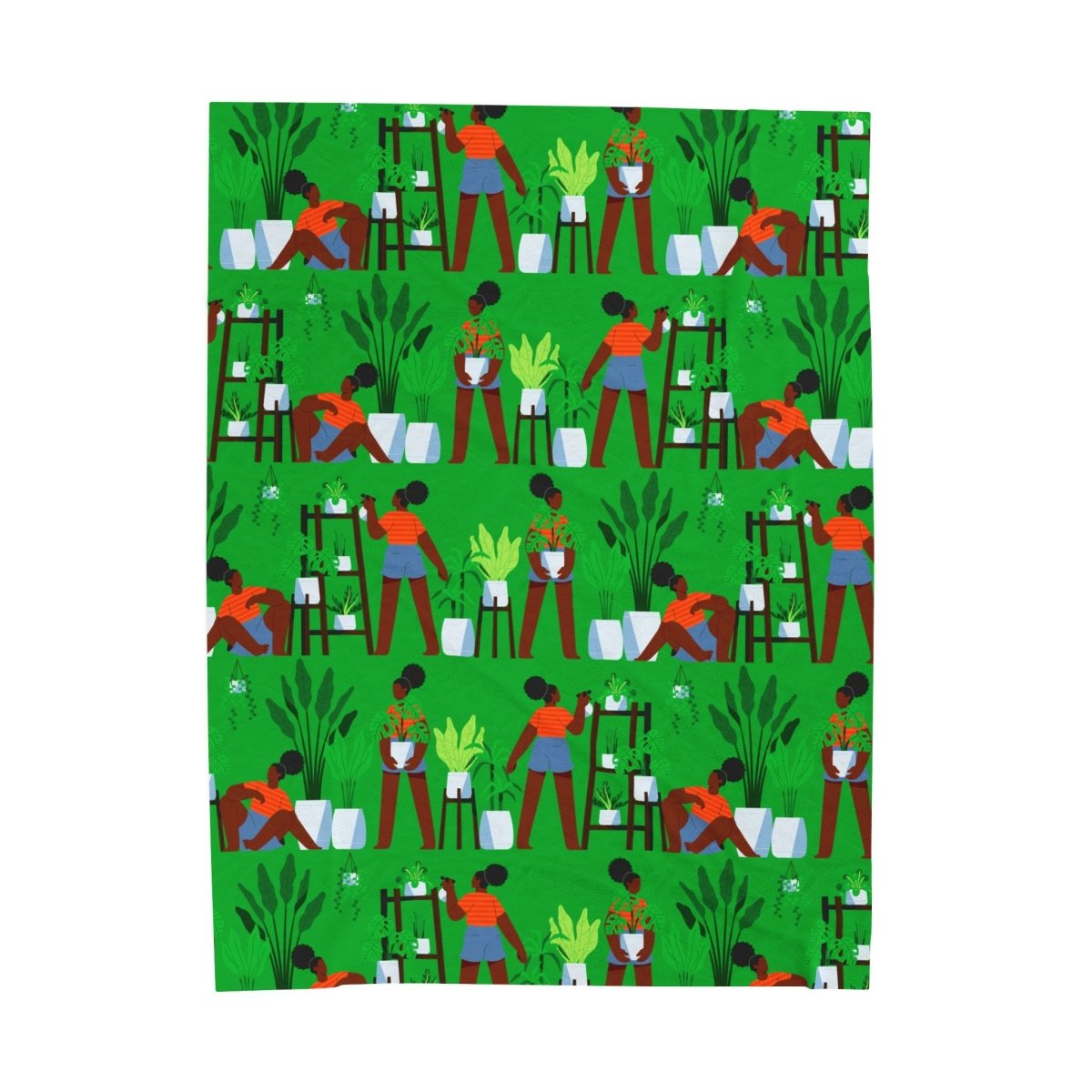 Plant Care Throw Blanket - Afrocentric Art by The Trini Gee
