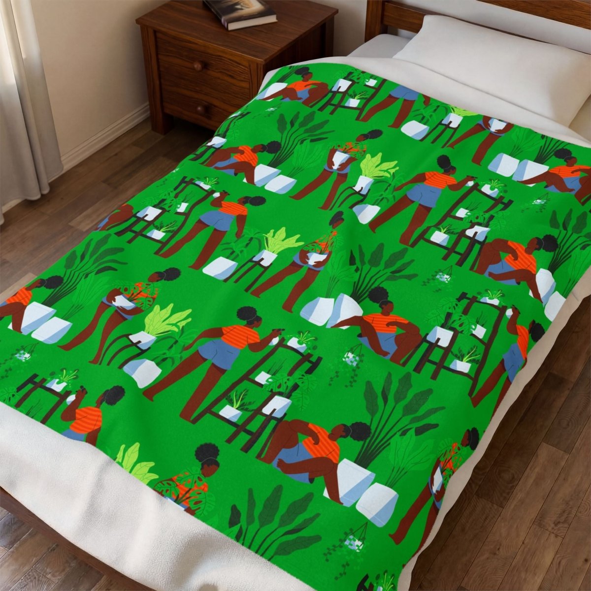 Plant Care Throw Blanket - Afrocentric Art by The Trini Gee