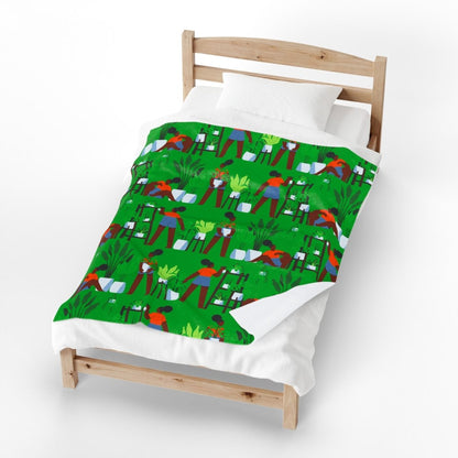 Plant Care Throw Blanket - Afrocentric Art by The Trini Gee