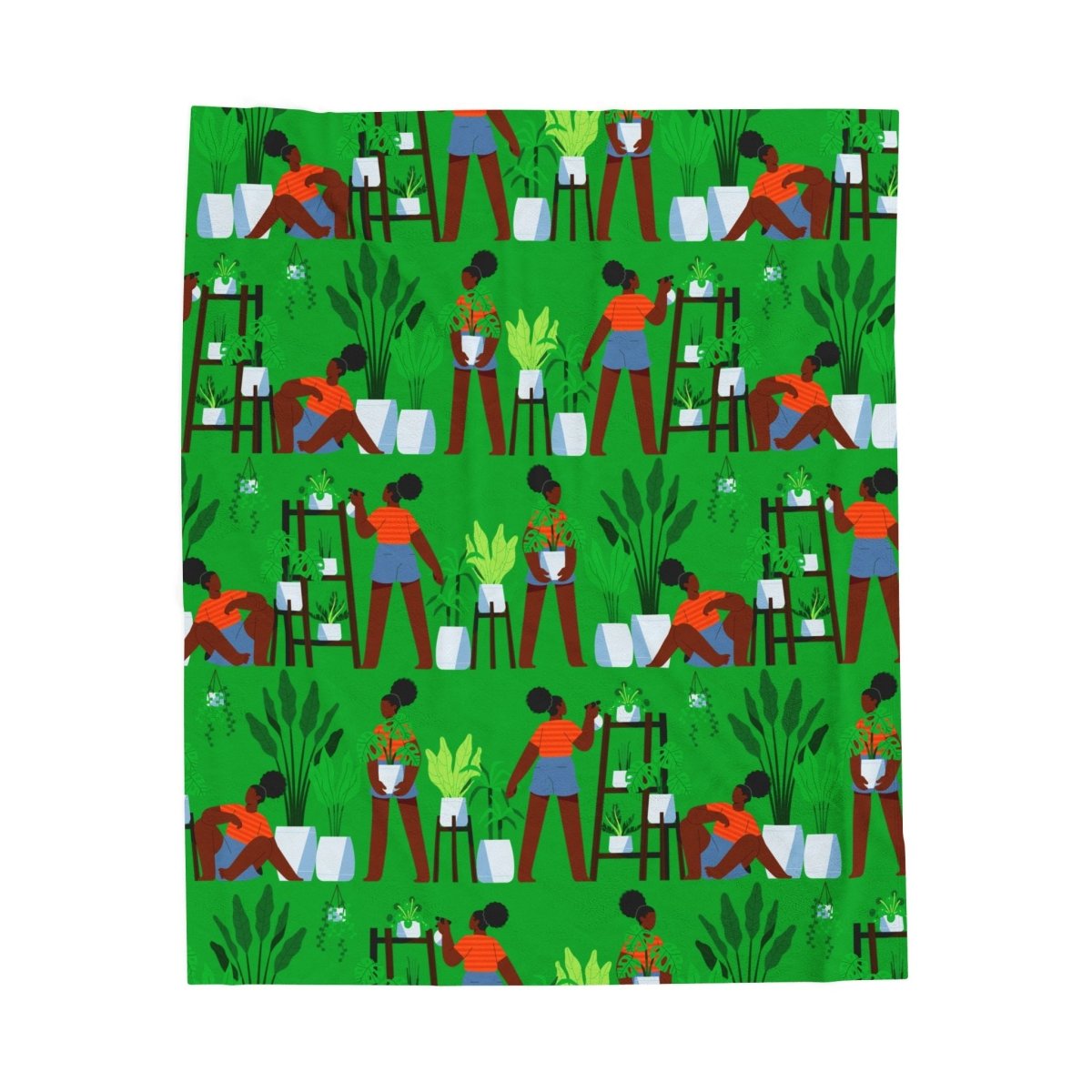 Plant Care Throw Blanket - Afrocentric Art by The Trini Gee