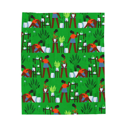 Plant Care Throw Blanket - Afrocentric Art by The Trini Gee
