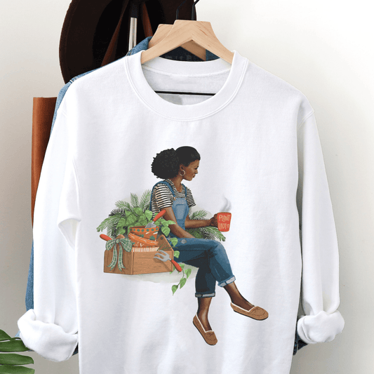 Plant Lady Sweatshirt - Afrocentric Art by The Trini Gee