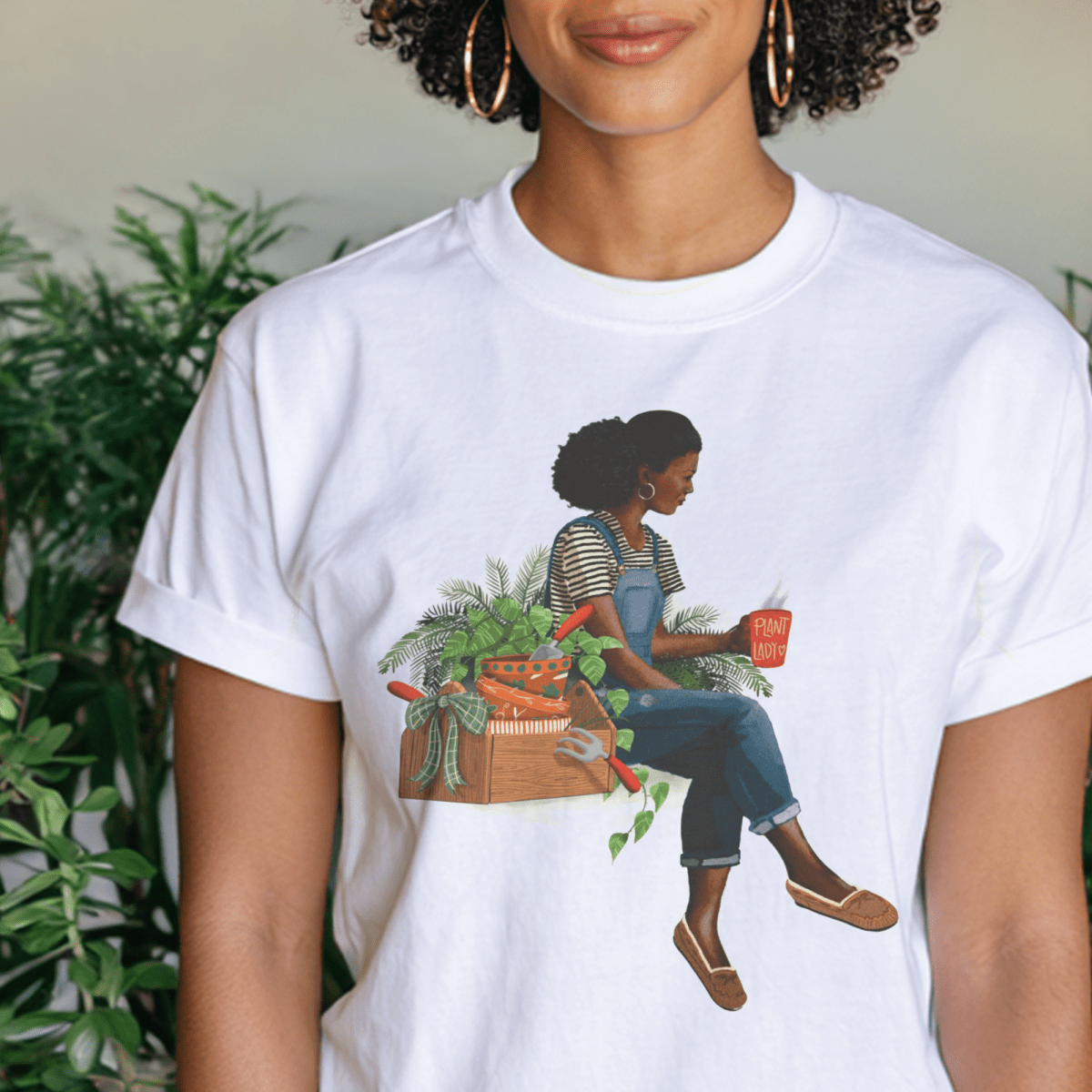 Plant Lady T-Shirt - Afrocentric Art by The Trini Gee