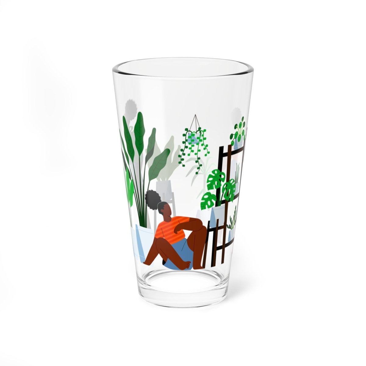 Plant Mom 16oz Glass - Afrocentric Art by The Trini Gee